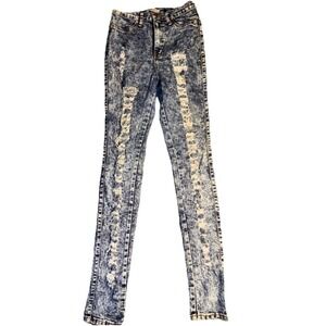 Vibrant M.i.U Jeans‎ Womens 11 Blue Denim Distressed Comfort Mid Rise Skinny Leg